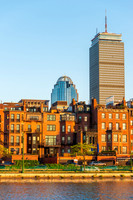 Boston's Back Bay Brownstones and Prudential Building at Sunset Photography - Urban Wall Art
