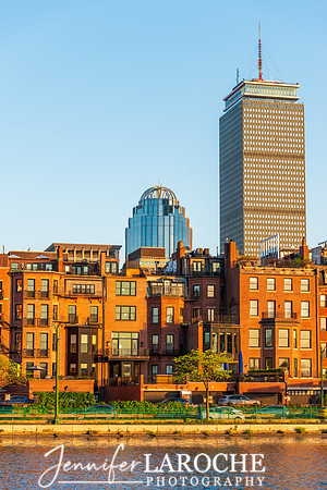 Boston's Back Bay Brownstones and Prudential Building at Sunset Photography - Urban Wall Art