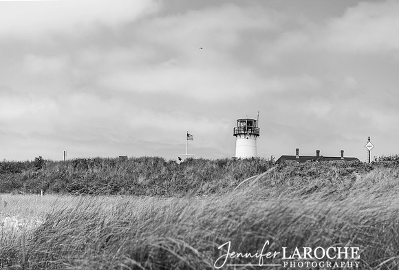 Black and White Chatham Lighthouse with Dunes