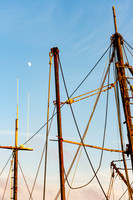 Rusted Fishing Masts at Night in Menemsha Harbor