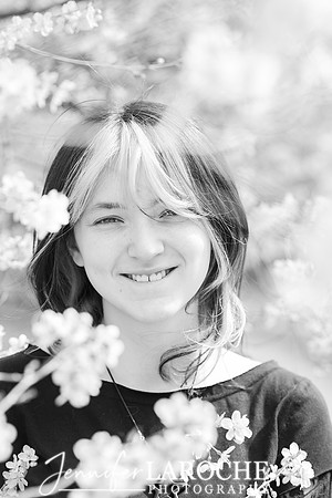 Black and White Cherry Blossom Senior Picture