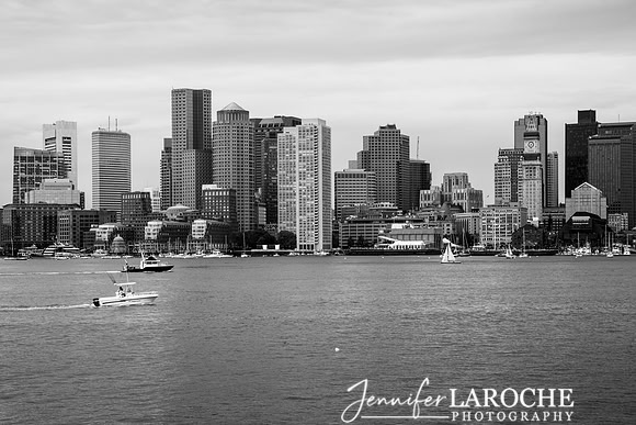 Boston Waterfront Buildings Black White Photo